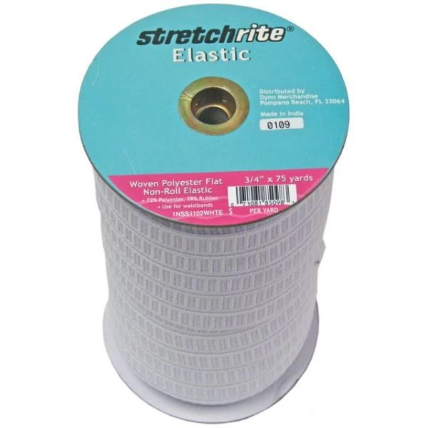 Stretchrite Flat Non-Roll Polyester Woven Elastic .75"X75yd 3 Stretchrite Flat Non-Roll Polyester Woven Elastic .75"X75yd
