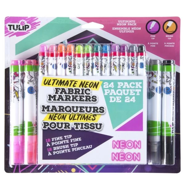 Tulip Ultimate Fabric Brush & Fine Tip Markers 24/Pkg 3 Tulip Ultimate Fabric Brush & Fine Tip Markers 24/Pkg