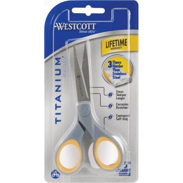 Westcott Titanium Straight Scissors 5" 3 Westcott Titanium Straight Scissors 5"