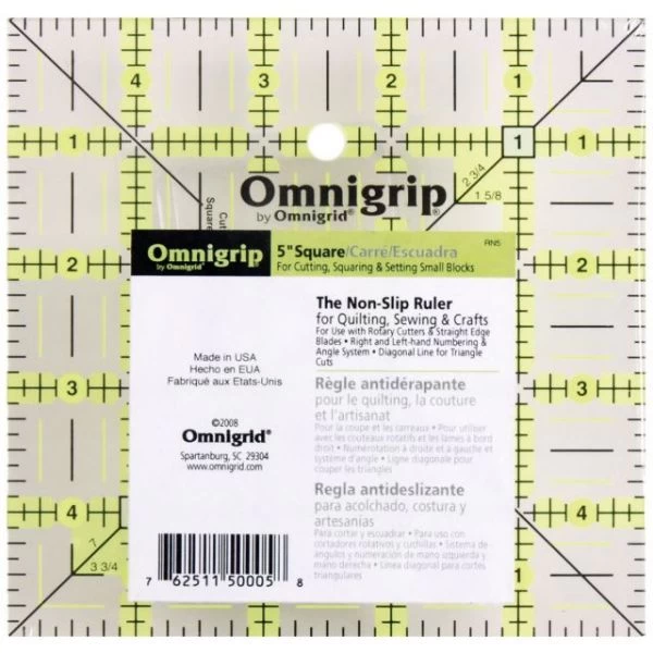 Omnigrip By Omnigrid Non-Slip Quilter's Ruler 5"X5" 3 Omnigrip By Omnigrid Non-Slip Quilter's Ruler 5"X5"