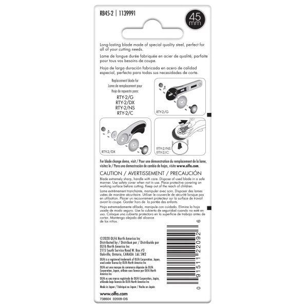 OLFA Endurance Rotary Blade 45mm 2/Pkg 3 OLFA Endurance Rotary Blade 45mm 2/Pkg