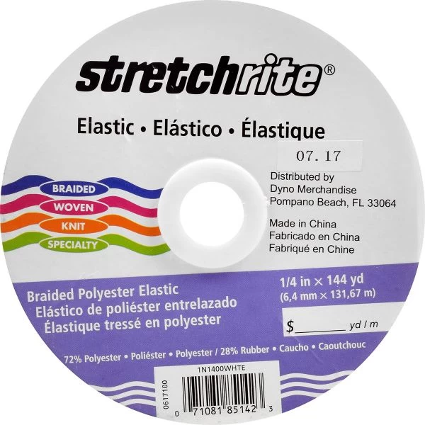 Stretchrite Polyester Braided Elastic .25"X144yd 3 Stretchrite Polyester Braided Elastic .25"X144yd