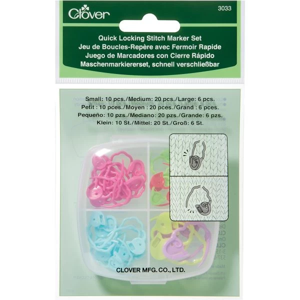 Clover Quick Locking Stitch Marker Set 36/Pkg 3 Clover Quick Locking Stitch Marker Set 36/Pkg