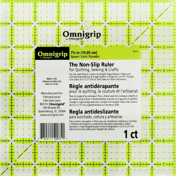 Omnigrip By Omnigrid Non-Slip Quilter's Ruler 7.5"X7.5" 3 Omnigrip By Omnigrid Non-Slip Quilter's Ruler 7.5"X7.5"