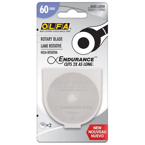 OLFA Endurance Rotary Blade 60mm 2/Pkg 3 OLFA Endurance Rotary Blade 60mm 2/Pkg